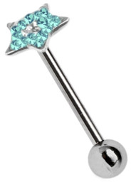 Zeige Details für Piercing Stab Stahl, Zungenpiercing, Stern 8 mm x 2,3 mm 2 farbig Bild von Piercing Stab Stahl, Zungenpiercing, Stern 8 mm x 2,3 mm 2 farbig