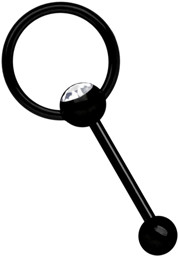 Zeige Details für Piercing Stab Stahl schwarz mit Zirkonia Kugel-KL-Schr. + Ring Bild von Piercing Stab Stahl schwarz mit Zirkonia Kugel-KL-Schr. + Ring