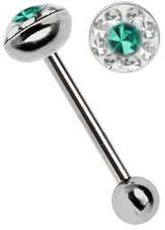 Bild von Ohr Piercing Stab Stahl Zungenpiercing, Platte 7 mm x 4 mm 2 farbig