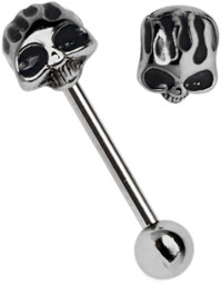 Zeige Details für Piercing Stab Stahl 316L mit Totenkopf Stahl als Zungenpiercing Bild von Piercing Stab Stahl 316L mit Totenkopf Stahl als Zungenpiercing