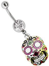 Zeige Details für Bauchnabelpiercing Banane 316l Stahl, 8 mm Steinkugel mit Zuckerschädel Bild von Bauchnabelpiercing Banane 316l Stahl, 8 mm Steinkugel mit Zuckerschädel