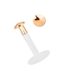 Zeige Details für Teflon Labret Stecksystem 1,2 mm mit 2 mm Platte 14kt. Rosegold Bild von Teflon Labret Stecksystem 1,2 mm mit 2 mm Platte 14kt. Rosegold
