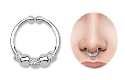 Zeige Details für Nasenpiercing Fake Ring Septum Klemmring mit Kugeln in Silber, 1,0 x 10 mm Bild von Nasenpiercing Fake Ring Septum Klemmring mit Kugeln in Silber, 1,0 x 10 mm