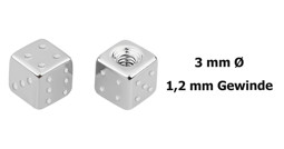 Zeige Details für Piercing Verschluss 1x Würfel Stahl glänzend 1,2 x 3 mm Bild von Piercing Verschluss 1x Würfel Stahl glänzend 1,2 x 3 mm