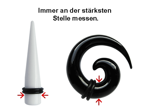 Bild von Piercing dehner, Expander - Dehnstäbe messen