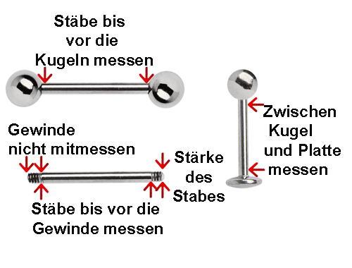 Bild von Piercing Stäbe messen