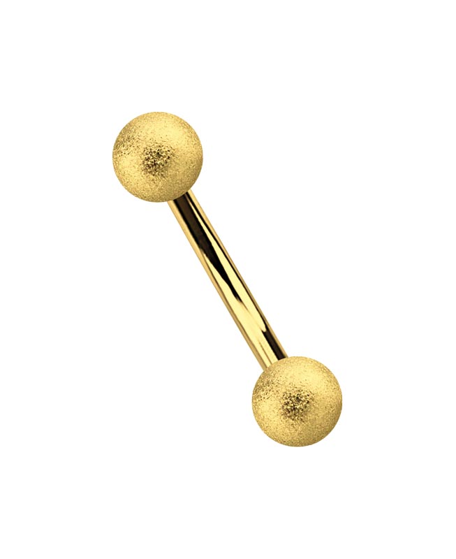 Bild von Intimpiercing Banane Stahl Gold 1,2 mm mit 3 mm Kugeln in Diamant Optik