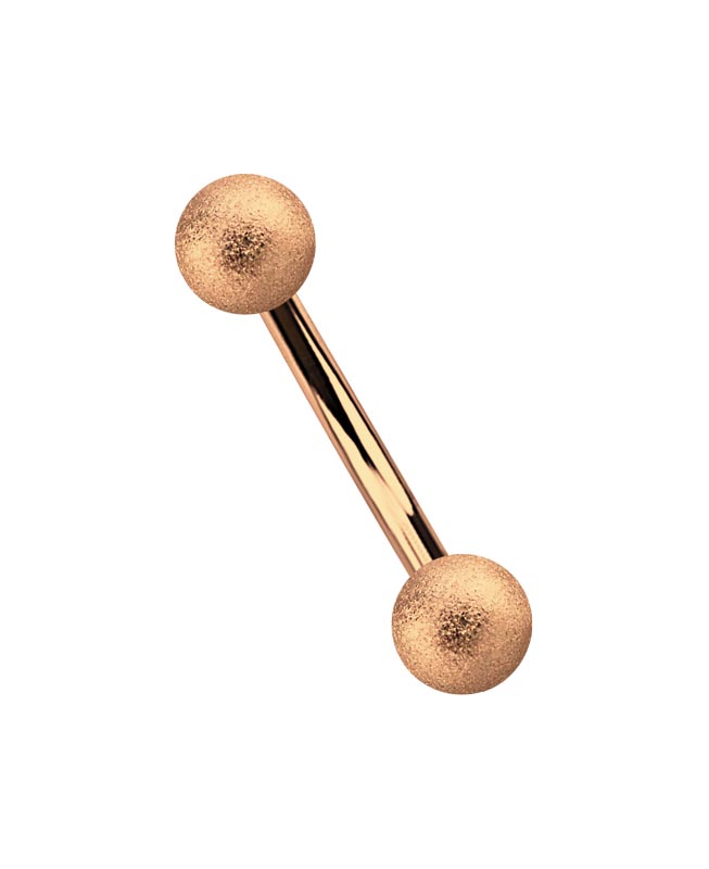 Bild von Intimpiercing Banane Stahl Rosegold 1,2 mm mit 3 mm Kugeln in Diamant Optik