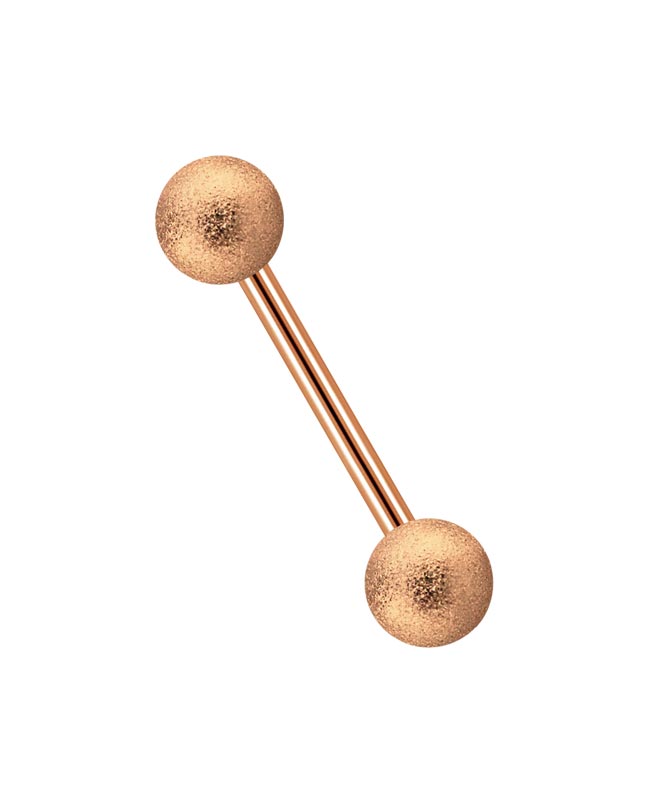 Bild von Intimpiercing Stab Stahl Rosegold 1,2 mm mit 3 mm Kugeln in Diamant Optik