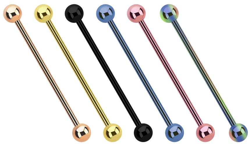 Bild von Industrial, Intim Piercing 316L Stahl Stab 1,6 mm in gold, rose, schwarz