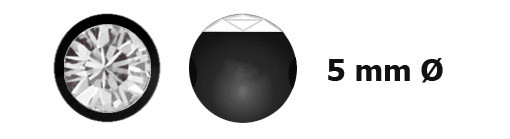 Bild von Piercing Klemm Kugel Stahl PVD schwarz mit Stein in 5 mm