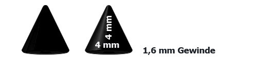 Bild von Piercing Spitze schwarz 4 mm Ø 1,6 x 4, 6, 10, 12, 16 mm lang