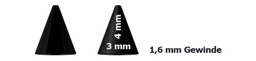 Bild von Piercing Spitze schwarz 3 mm Ø 1,6 x 4, 6, 10, 12, 16 mm lang