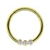 Bild von Piercing Smooth Segment Ring Clicker Stahl Gold mit 3 Steinen in 1,2 mm