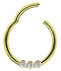 Bild von Piercing Smooth Segment Ring Clicker Stahl Gold mit 3 Steinen in 1,2 mm