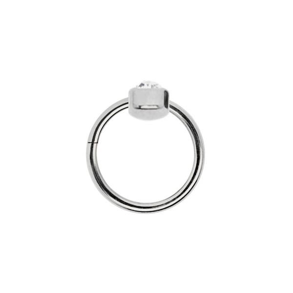 Bild von Ohr Piercing Ring bcr Clicker 316l Stahl in 1,2 mm mit 4 mm Steinplatte