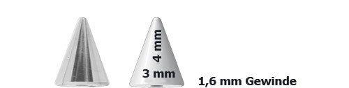 Bild von Titan Piercingschmuck Spitze gerade 3 mm Ø in 1,6 x 4 mm
