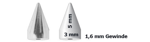 Bild von Titan Piercingschmuck Spitze mit Schaft 3 mm Ø in 1,6 x 5 mm
