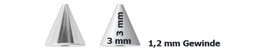 Bild von Titan Piercingschmuck Spitze gerade in 3 mm Ø in 1,2 x 3 mm