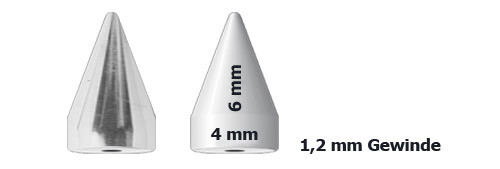 Bild von Titan Piercingschmuck Spitze mit Schaft in 4 mm Ø in 1,2 x 6 mm
