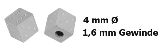 Bild von 1 x Piercing Schmuck Verschluss Würfel Stahl glänzend 1,6 x 4 mm