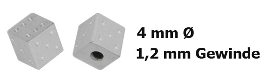 Bild von Piercing Verschluss 1x Würfel Stahl glänzend 1,2 x 4 mm