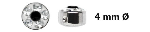 Bild von Stahl Lippenbändchen Piercing + Multistrass, 4 mm Ø, 2,8 mm flach
