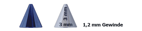 Bild von Stahl Piercing Spitze eloxiert in 3 mm Ø in 1,2 x 3 mm, Verschluss