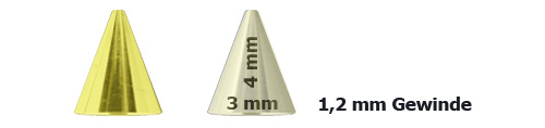 Bild von Stahl Piercing Spitze eloxiert in 3 mm Ø in 1,2 x 4 mm, Verschluss