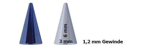 Bild von Stahl Piercing Spitze eloxiert in 3 mm Ø in 1,2 x 6 mm, Verschluss