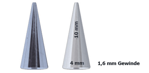 Bild von Stahl Piercing Spitze eloxiert in 4 mm Ø in 1,6 x 10 mm, Verschluss
