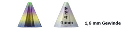 Bild von Stahl Piercing Spitze eloxiert in 4 mm Ø in 1,6 x 4 mm, Verschluss