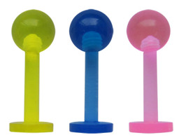 Bild von Acryl Lippenpiercing Schmuck Labret Set mit drei farbigen Steckern