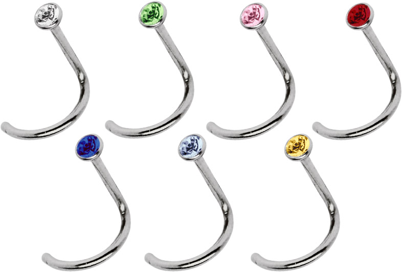 Bild von Piercing Stahl Set mit 7 Nasenstecker 2,0 mm, verschiedenen Farben