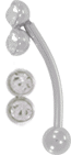 Bild von Augenbrauen Piercing 1,2 mm Doppelzirkonia und 3 mm und Kugel