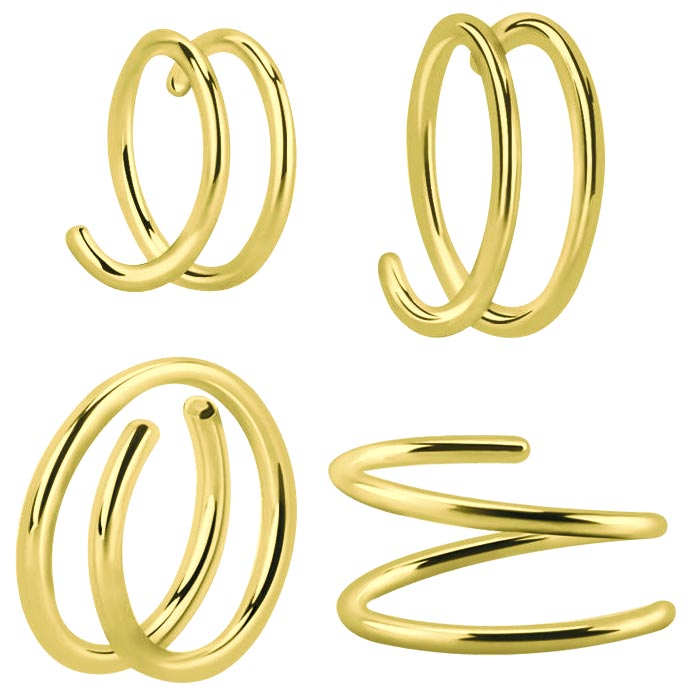 Bild von Nasenpiercing Ring gold, Spirale Nasenring in 0,8 x 7, 9 mm