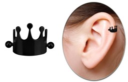 Bild von Ohr Piercing Helix Schild Krone schwarz mit Stab und Kugeln in 1,2 mm