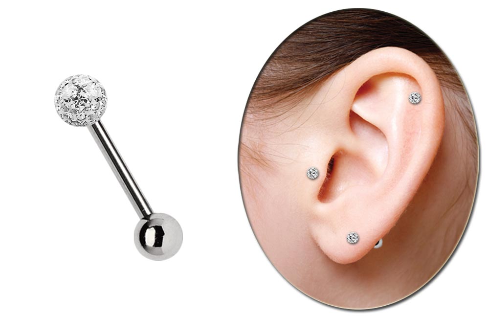 Bild von Ohrpiercing, Tragus Piercing Titan Stab in 1,2 mm + Epoxykugel