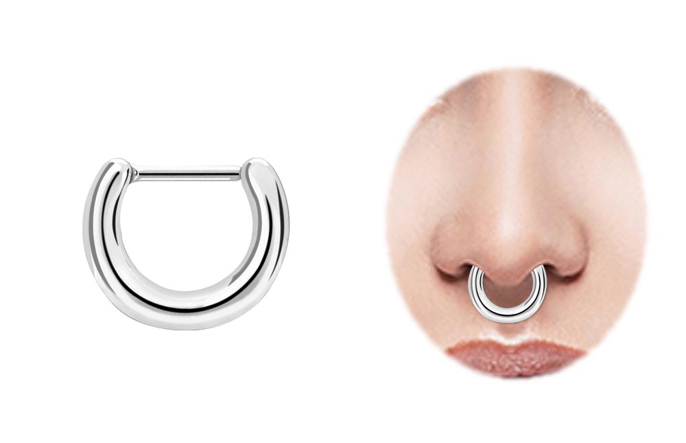 Bild von Nasenpiercing Ring Septum Clicker oval in 1,2 x 8 mm 