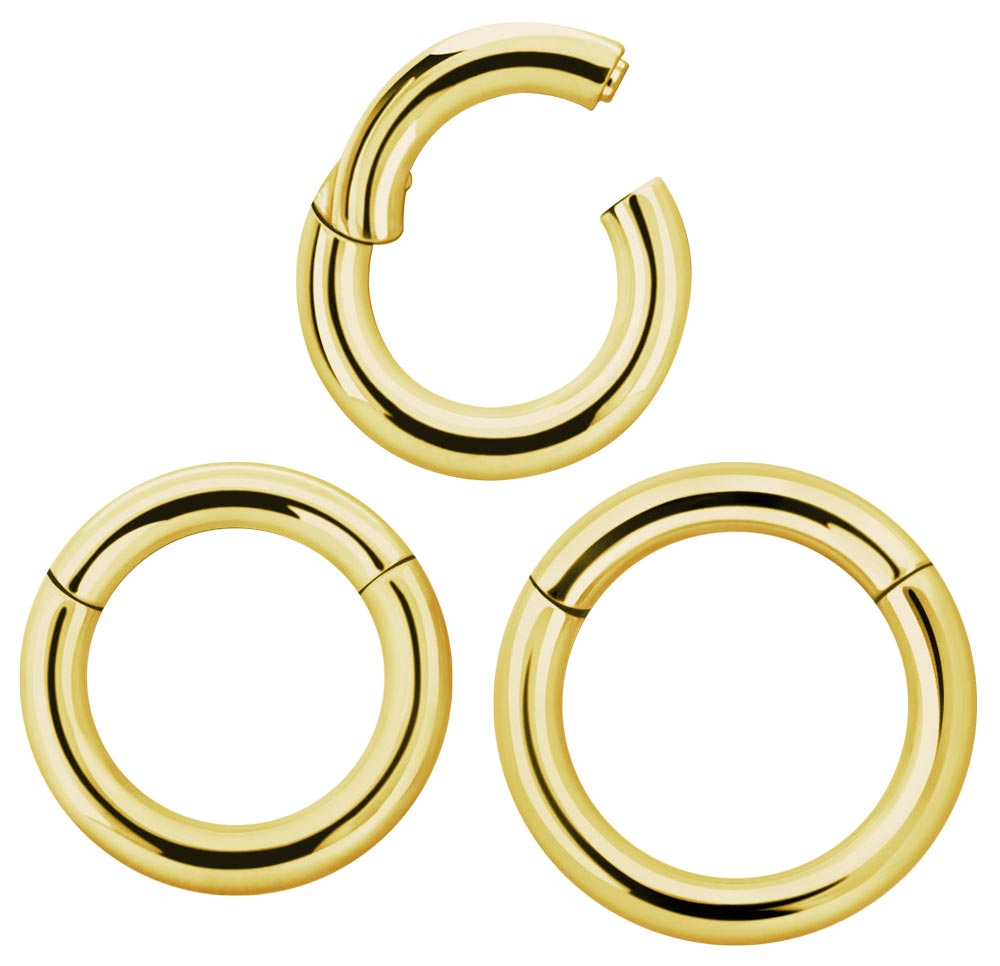 Bild von Piercing Schmuck Smooth Segment Ring Clicker Gold in 3,0 mm