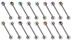 Bild von Titan Piercing Stab in 1,6 mit Steinkugel und Verschlusskugel