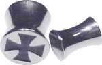 Bild von Titan Piercing Plug von 4, 6, 8 mm Ø mit schwarzem Kreuz
