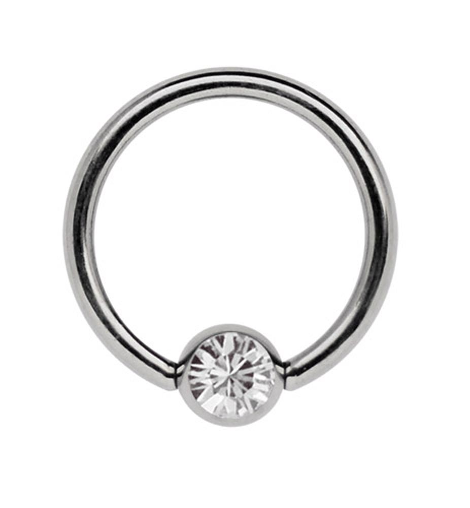 Bild von Titan Piercingschmuck Ring 1,6 x 10-18 mm mit 5 mm Zirkonia Kugel