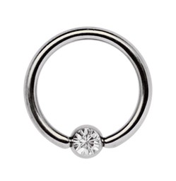 Bild von Titan Piercing Schmuck Ring 1,6 x 7-12 mm mit 4 mm Zirkonia Kugel