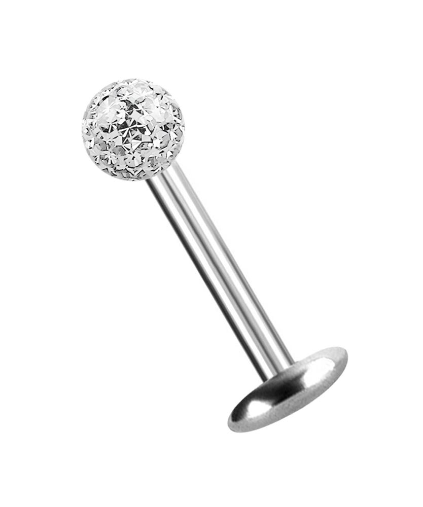 Bild von Titan Piercing Labret Stecker 5 mm Platte in 1,6 mm + Epoxykugel