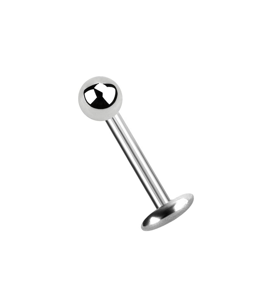 Bild von Titan Piercing Labret Stecker 4 mm Platte in 1,2 x 4-13 mm + Kugel