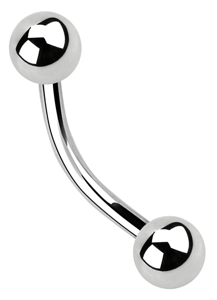 Bild von Titan Piercing Banane in 1,6 x 6-14 mm mit 2 Kugeln