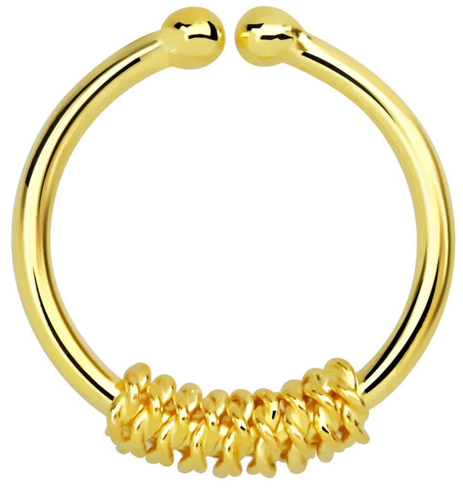 Bild von Nasenpiercing Fake Ring Septum Klemmring gold mit Stacheldraht