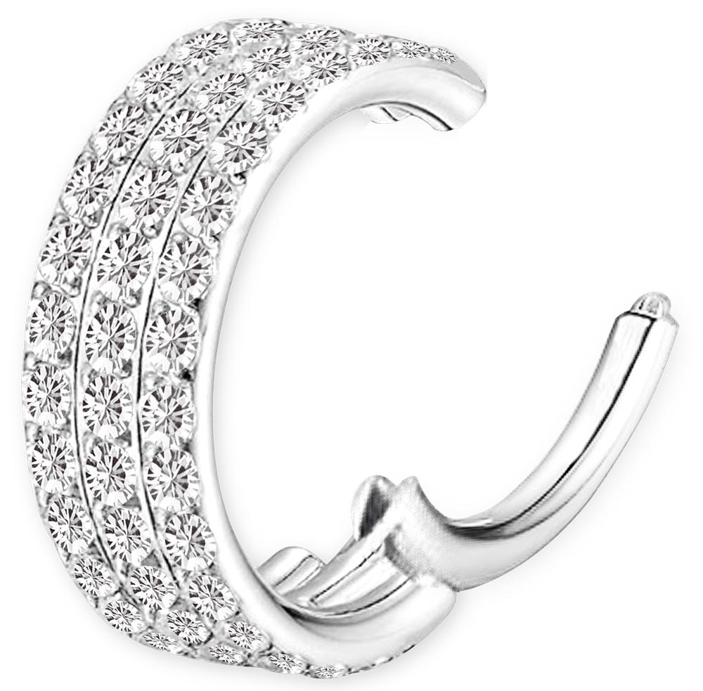 Bild von Piercing Segment Ring Clicker 316l Stahl 1,2 mm mit 3er Steinkranz