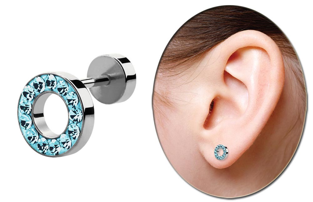 Bild von Ohr Piercing Schmuck, Fake Tunnel 316l Stahl, Stab in 1,2 mm